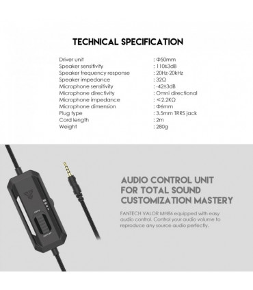 Auscultador Fantech VALOR MH86 Multi-Plataforma