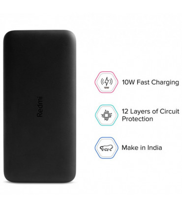 PowerBank Xiaomi Redmi Power Bank 10.000mAh Preta