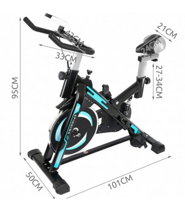 Bicicleta Spinning Malatec Preta/Azul