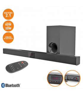 Barra Som C/ Sub S/Fios Comando USB/BT/SD 80W