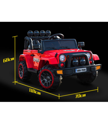 Carro Elétrico Jeep FullTime 4X4 12V Bateria c/ Comando Vermelho