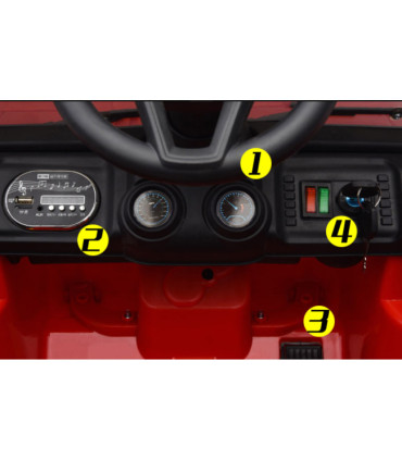 Carro Elétrico Jeep FullTime 4X4 12V Bateria c/ Comando Vermelho