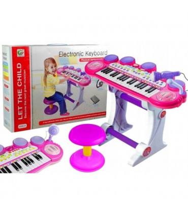 Piano com Microfone + Banco e Bateria