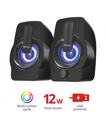 TRUST COLUNAS GEMI RGB LEDS 2.0 USB POWERED BLACK